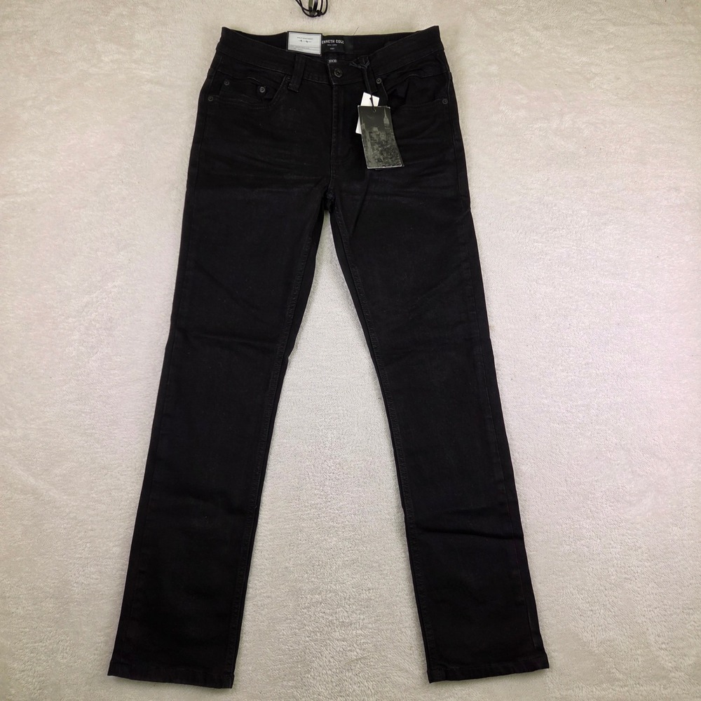 Kenneth Cole New York Mens Black Stretch Denim Straight Leg Jeans 30x30 NWT